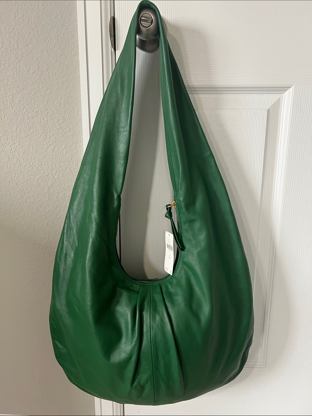 NWT Anthropologie Emerald Green Leather Oversized Hobo Shoulder Bag
